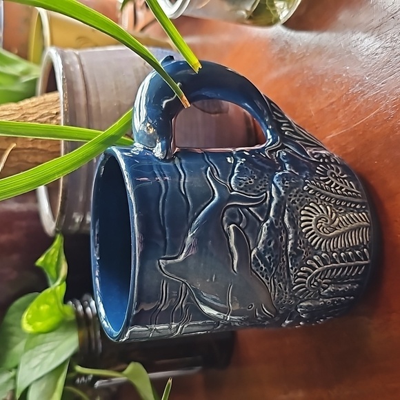 3D Marine Ocean Blue Dolphin Handle Mug - Picture 2 of 7